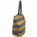 9205- GREY & GOLD STRIPES CANVAS TOTE BAG